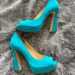 Gianni Bini Teal Peep-Toe Heels